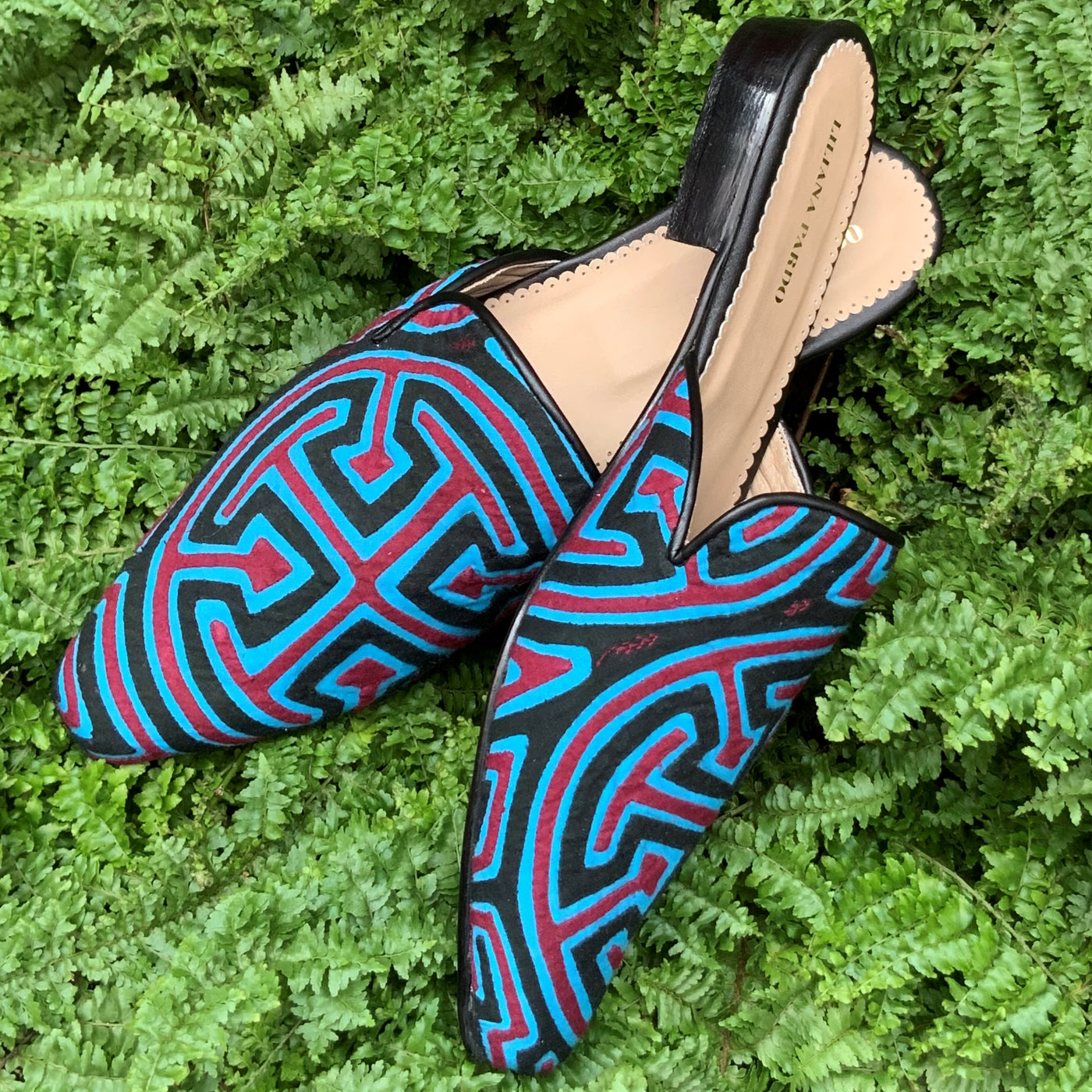 Mola Mules Black Blue & Red Size 39 Flat
