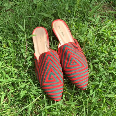 Mola Mules Red & Green Size 42 Flat