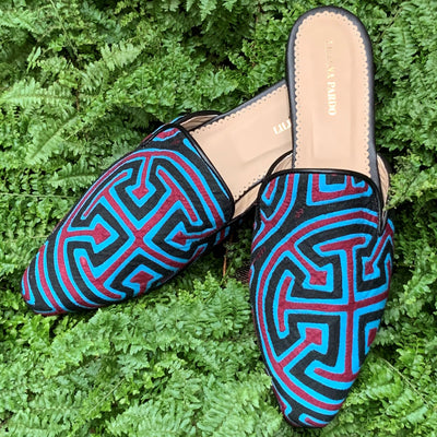 Mola Mules Black Blue & Red Size 39 Flat